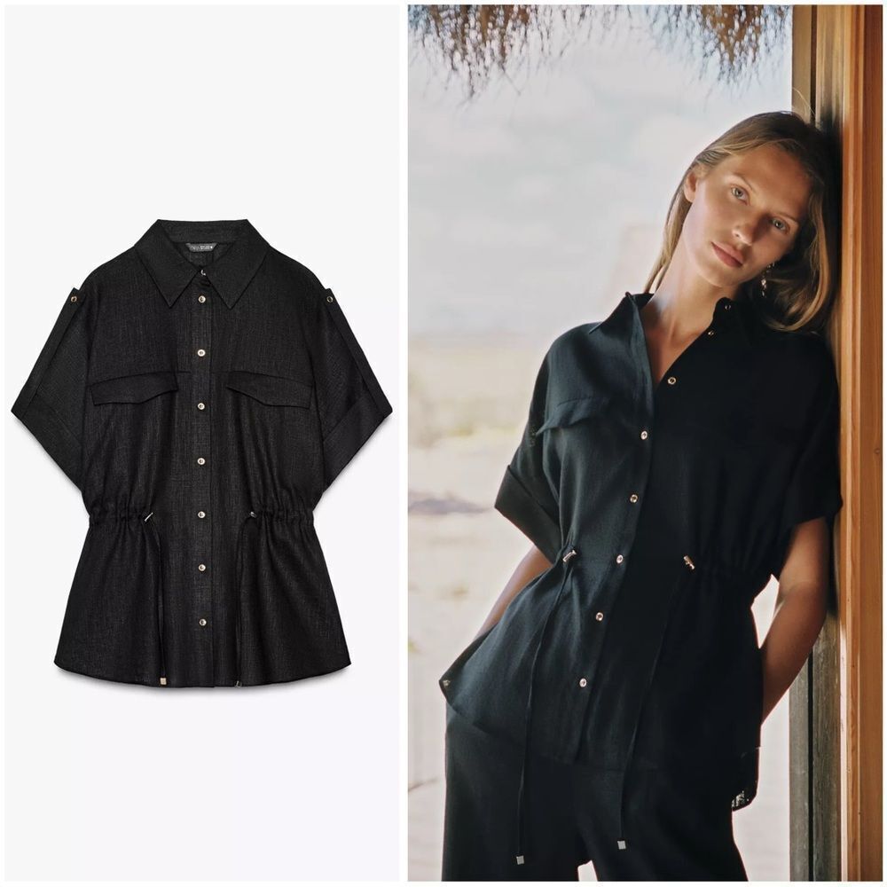ZARA LINEN SAFARI SHIRT